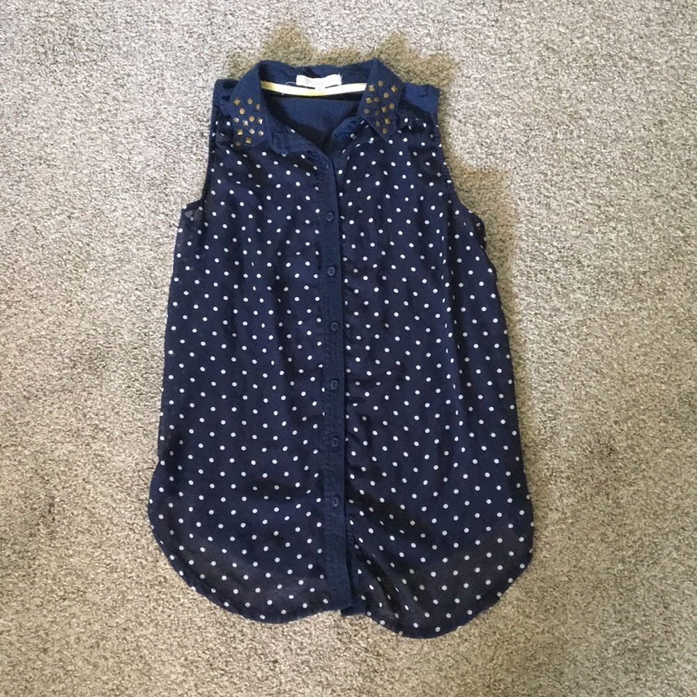 Polka dot navy tank top